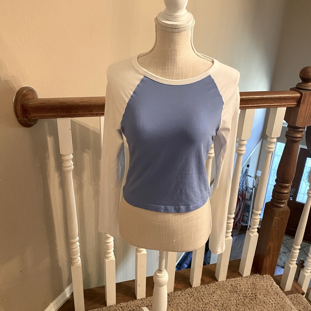 PINK Long Sleeve Cropped Raglan Top